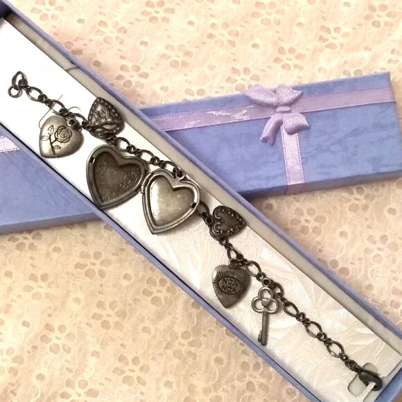 Vintage New NOA NOA Locket Heart Charms Titanium Bracelet Women Jewelry Gifts - Picture 7 of 8